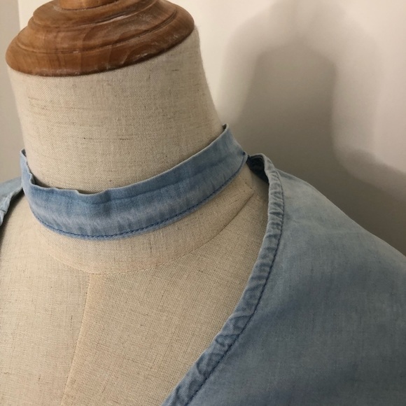 REFUGE DENIM Chambray Denim Longsleeve Jumpsuit or Playsuit, POCKETS! Size Large - Picture 5 of 13